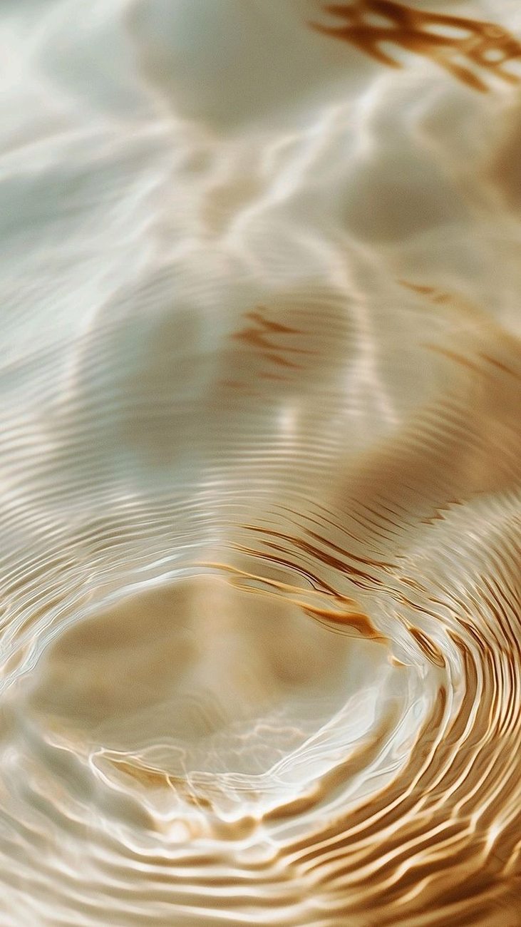 Golden ripples spreading gently across the surface of water